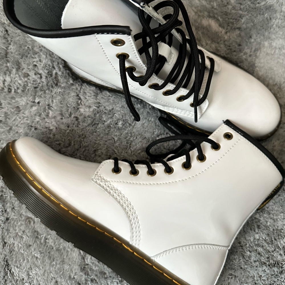 Dr. Martens White Boots with Black Accents